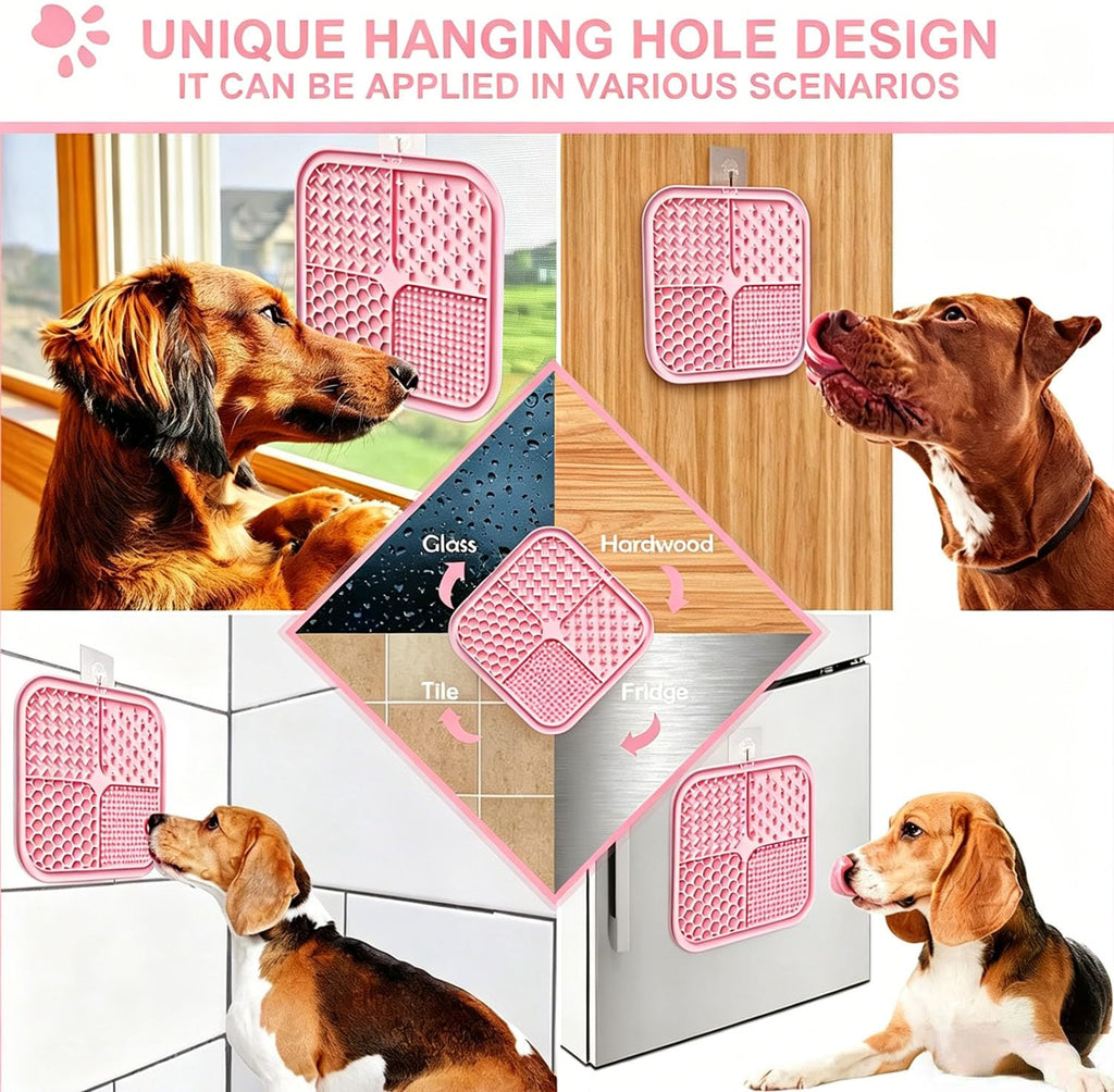 Licking Mat for Dogs & Cats with Suction Cups, 1 Pack Square Silicone Dog Slow Feeder Lick Pat for Anxiety Relief, Dog Toys to Keep Them Busy, Pets Bathing Training Grooming Mat 20 * 20cm