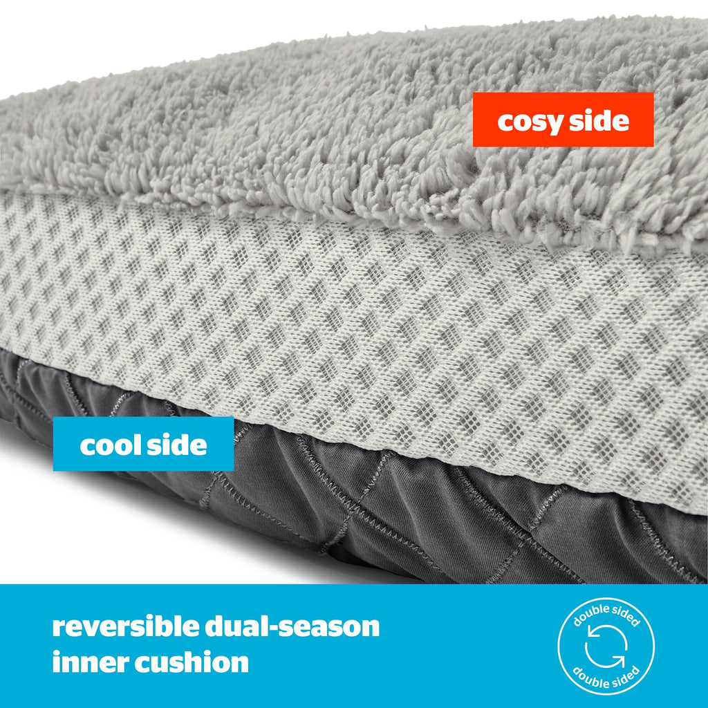 Silentnight Airmax Pet Bed - Comfortable Support for Head & Body - Breathable Prevent Overheating - Reversible Removable Cushion & Non-Slip Base - Easy Clean Machine Washable Dog Bed, Natural, Small