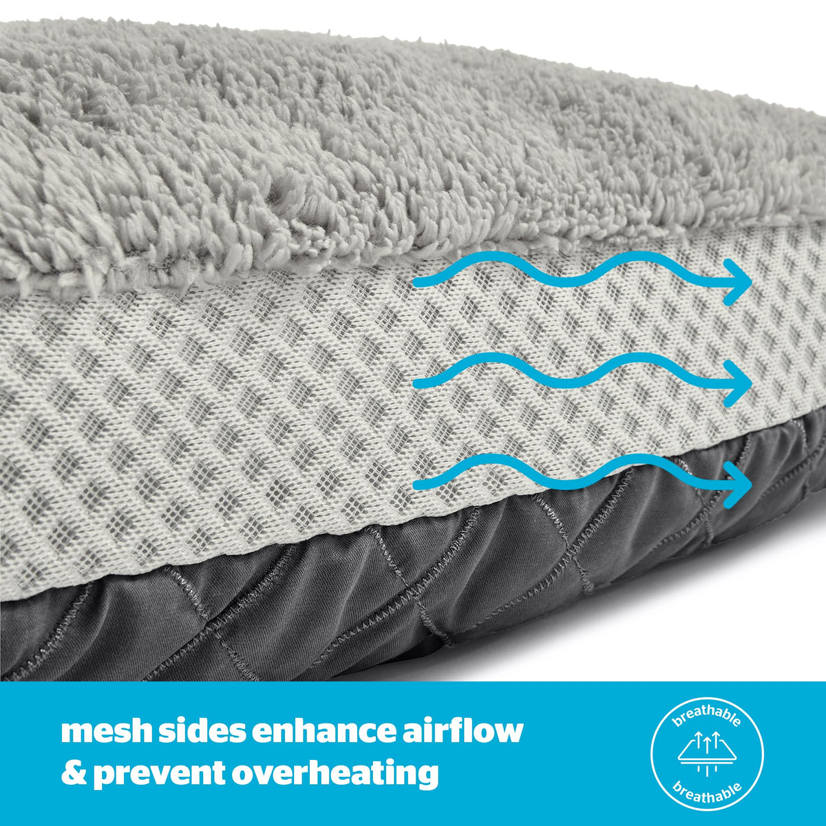 Silentnight Airmax Pet Bed - Comfortable Support for Head & Body - Breathable Prevent Overheating - Reversible Removable Cushion & Non-Slip Base - Easy Clean Machine Washable Dog Bed, Natural, Small