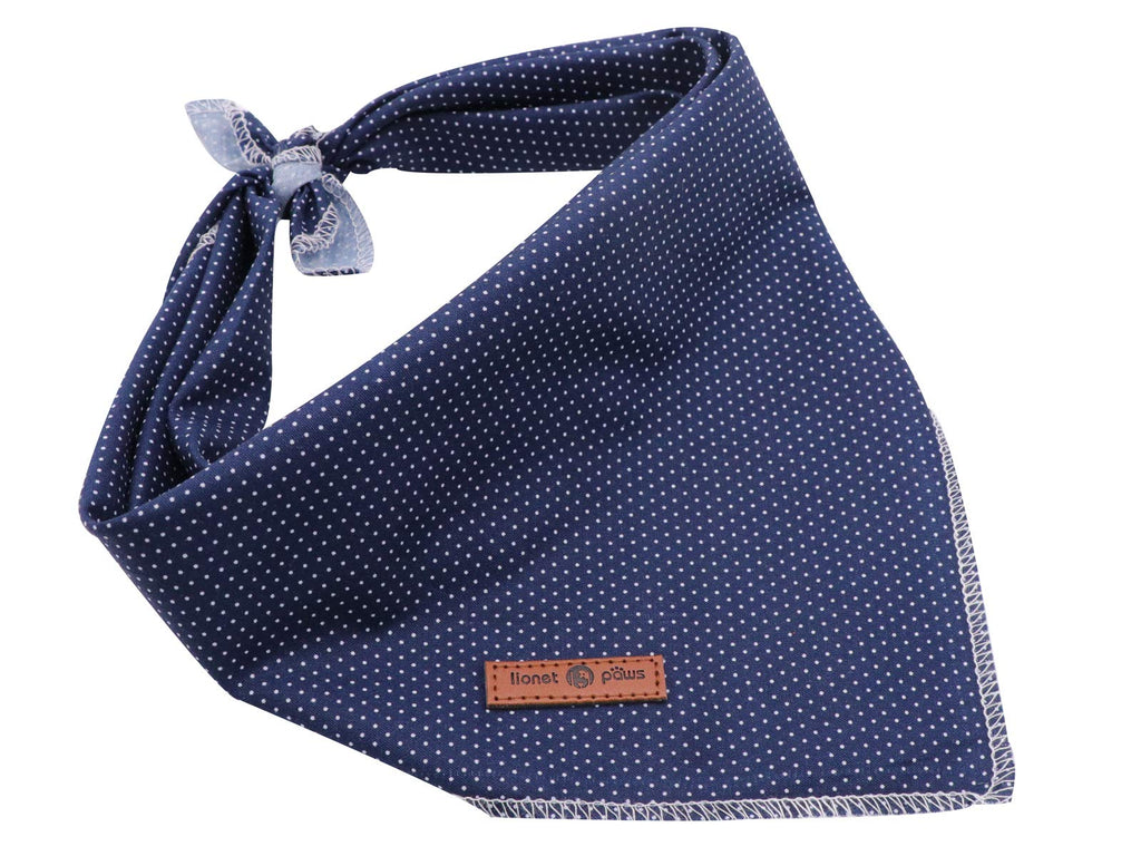 Lionet Paws Dog Bandana for Small Medium Large Dogs, Cat Dog Kerchief Dog Triangle Bibs Scarf for Girl or Boy Blue Dot