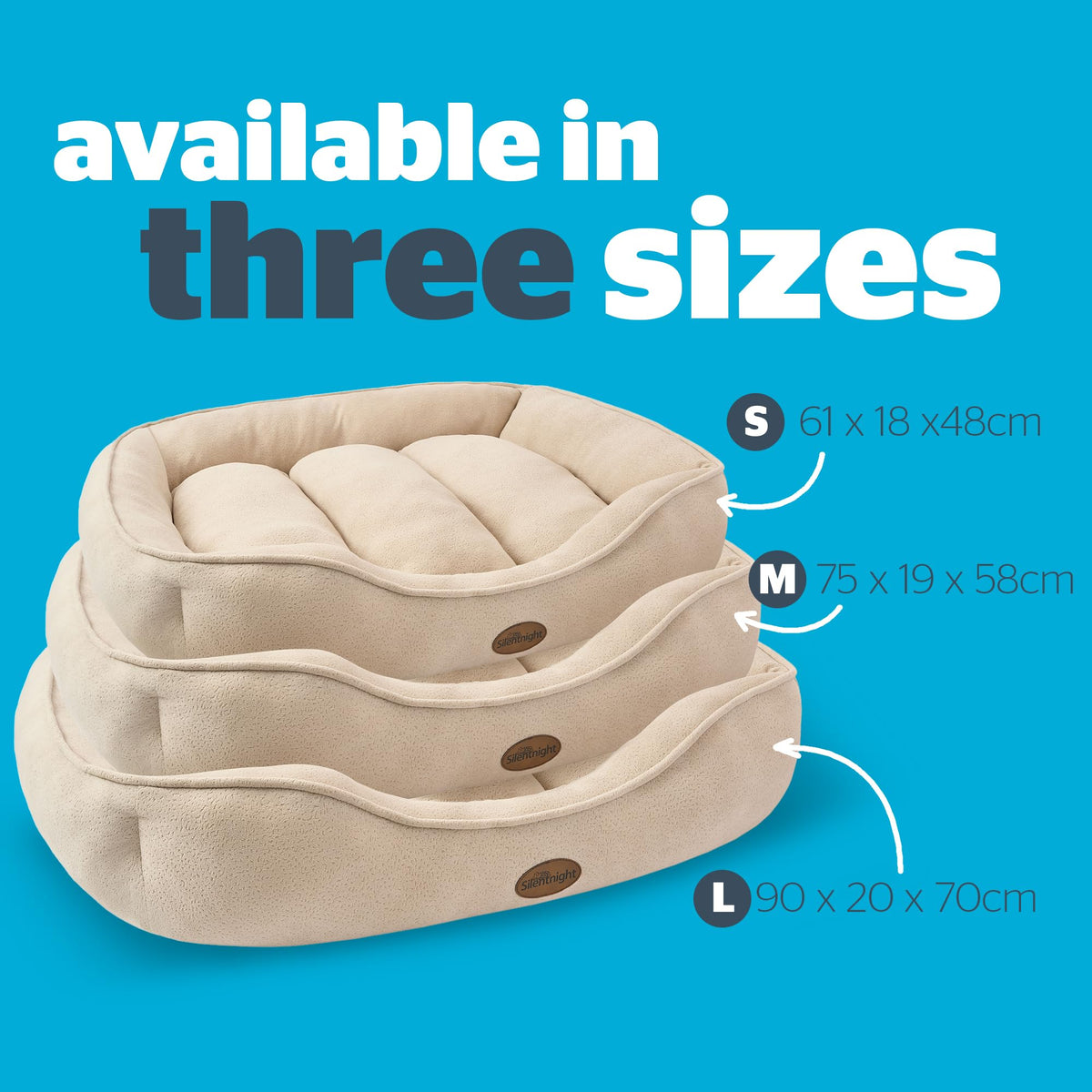 Silentnight Airmax Pet Bed - Comfortable Support for Head & Body - Breathable Prevent Overheating - Reversible Removable Cushion & Non-Slip Base - Easy Clean Machine Washable Dog Bed, Natural, Small